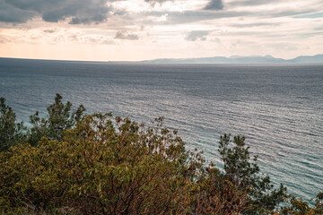 Panoramic view of Anzac Cove at the famous World War One site on the Gallipoli peninsula (Gelibolu)...
