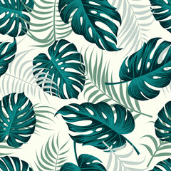 Floral seamless pattern with leaves. tropical background © Fauzan