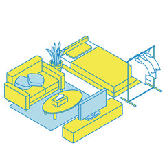 インテリアイラスト素材 アイソメ