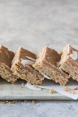 Healthy protein granola flapjack snack bars. Snack for yoga, fitness and sports people, fitness bar, diet concept