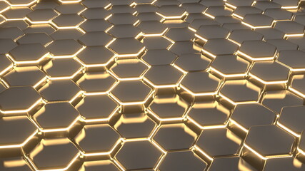 Hexagon Abstraction Pattern Wallpaper Background Colorful 3D Render