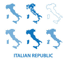 Fototapeta na wymiar map of Italy - vector set of silhouettes in different patterns