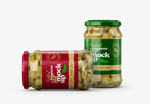 Pickled Jalapenos Jar Mockup for Product Packaging and Brand Identity