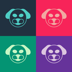 Pop art Dog icon isolated on color background. Vector