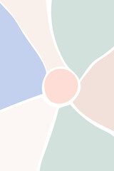 Abstract landscape modern background with sun, sky, sunrise, sunset. Mid century modern minimalist art print. Scandinavian poster design in pastel colors.