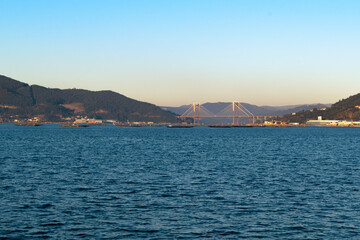 Fototapeta premium Ria de Vigo with the rande bridge in the background