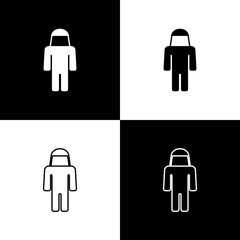 Set Beekeeper with protect hat icon isolated on black and white background. Special protective uniform. Vector