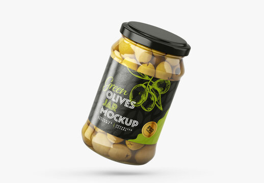 Olives Jar Mockup Set for Product Packaging and Brand Identity