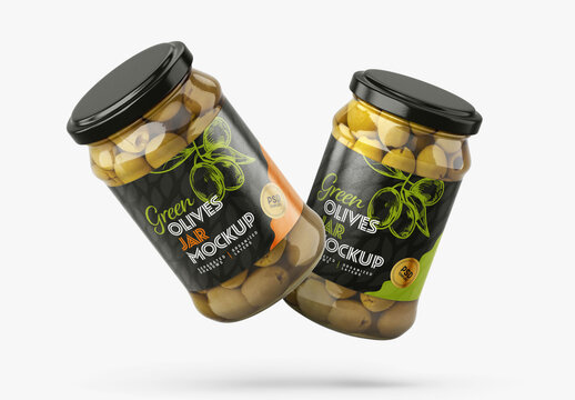 Olives Jar Mockup Set for Product Packaging and Brand Identity