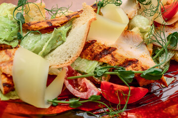 Caesar salad made of fresh vegetables