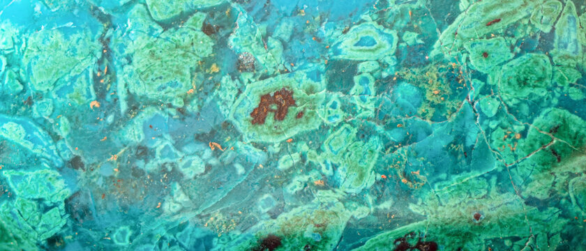 Close up of a Malachite chrysocolla