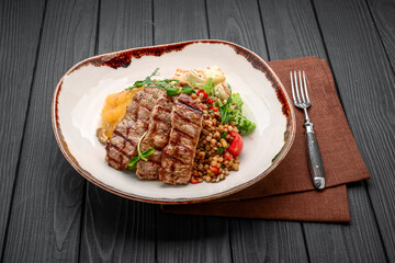 Turkish cuisine, wheat porridge with steak and vegetables