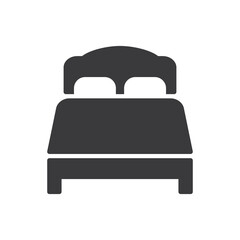 Double bed with two pillows, icon.