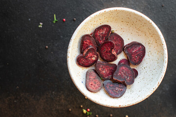 Dry beef veal sausage mahan dry-cured horse meat snack healthy meal top view copy space for text food background rustic image