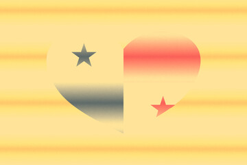 Abstract flag of Panama in grunge heart shaped. Pastel background. Grain.