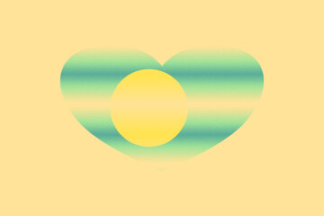 Abstract flag of Palau in grunge heart shaped. Pastel background. Grain.