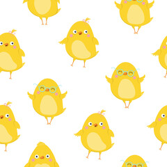 Easter seamless pattern. Chicken character. Vector illustration