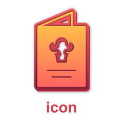 Gold Cookbook icon isolated on white background. Cooking book icon. Recipe book. Fork and knife icons. Cutlery symbol. Vector