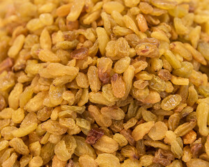Dried fruits yellow raisins. Vegetarian food