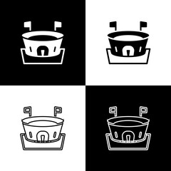 Set Baseball arena icon isolated on black and white background. Baseball field. Vector