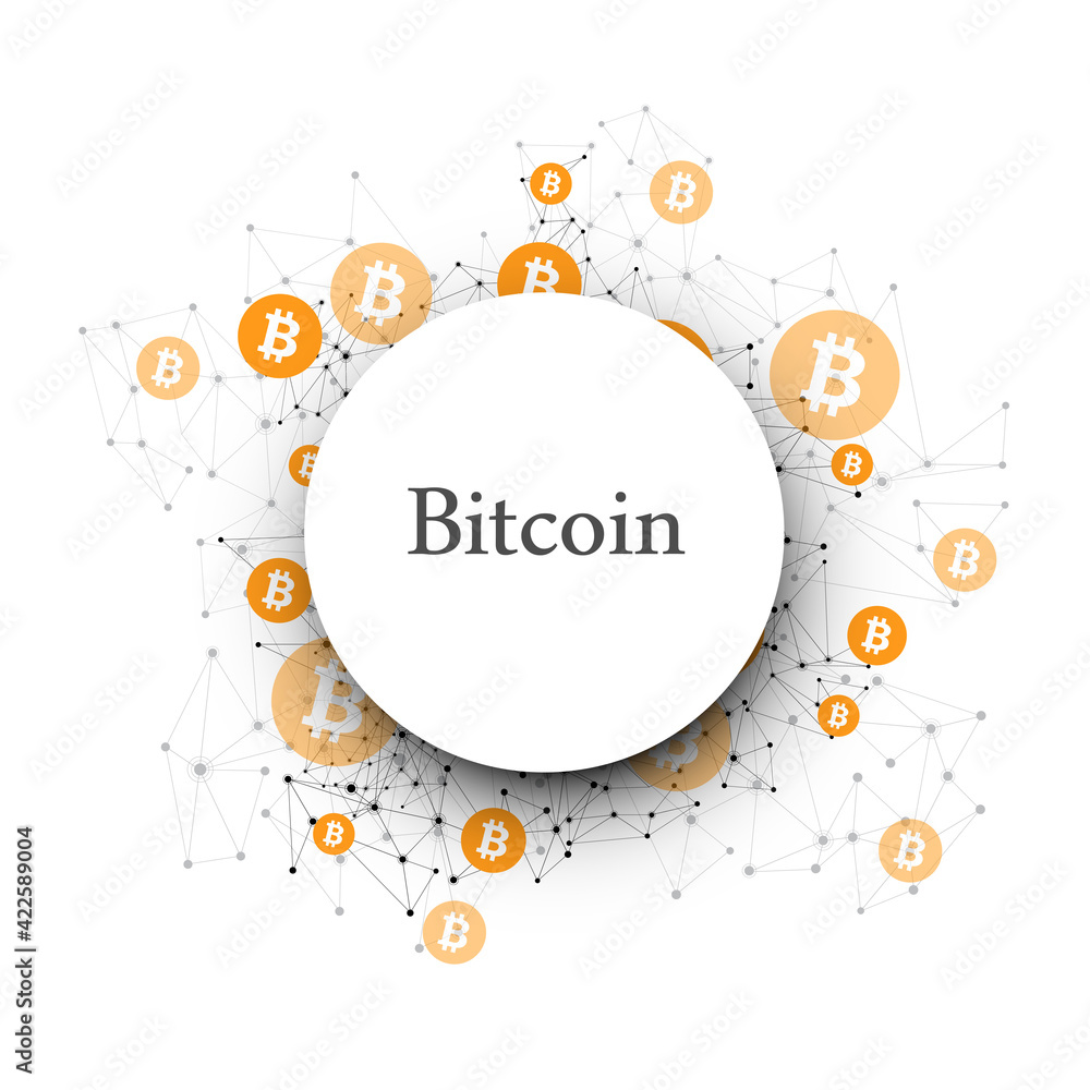Poster abstract bitcoin cryptocurrency wireframe mesh background.