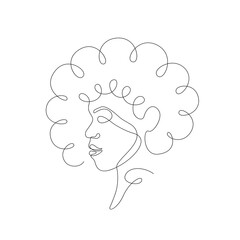 Afro woman one line drawing