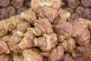 Freshly oriental croissants. The regional traditional cuisine of Israel. Travel photo