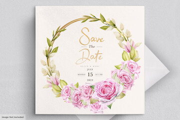 watercolor roses wedding invitation card set