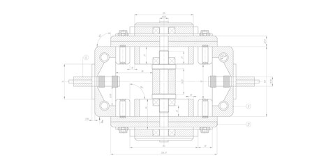 Technical drawing background .Mechanical Engineering drawing .Vector illustration.