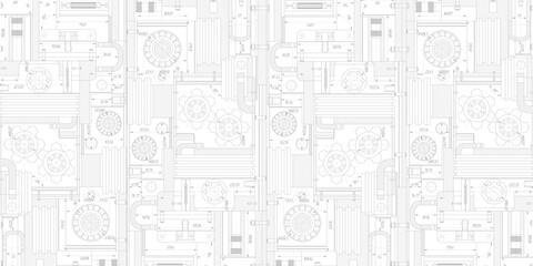 Technical drawing background .Mechanical Engineering drawing.Rotating gears.Vector illustration.