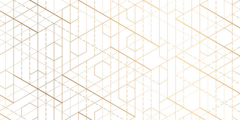 Hexagons on white background.Technical drawing.Geometric rhombuses.Abstract tech.Vector illustration.