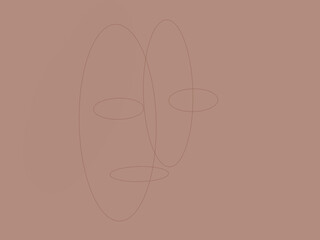 abstract minimalist face on brown background