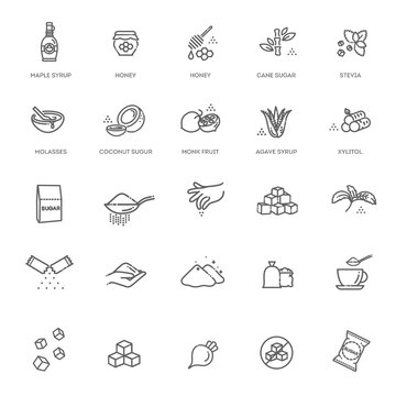 Collection symbol of healthy products and sugar alternatives, natural substitutes