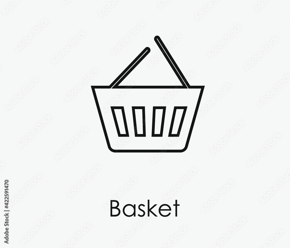 Aufkleber shopping basket vector icon. editable stroke. symbol in line art style for design, presentation, web