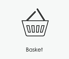 Shopping basket vector icon. Editable stroke. Symbol in Line Art Style for Design, Presentation, Website or Apps Elements. Pixel vector graphics - Vector