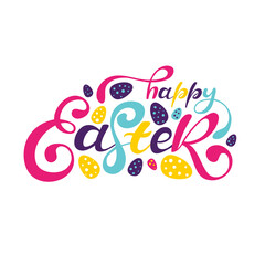 Happy Easter colorful lettering, vector illustration EPS10