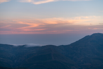 Sunset in Sierra Nevada in southern Spain