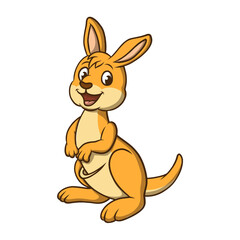 Kangaroo Cute Character. Australia Animal Kids Drawing Cartoon. Kangaroo Mascot Vector Illustration
