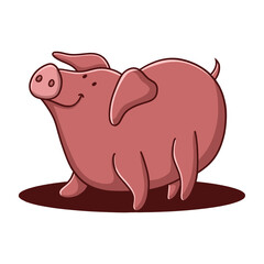 Pig Icon Kids Drawing Cartoon. Farm Animal Hedgehog Mascot Vector Illustration. Zoo and Jungle Logo Cute Character
