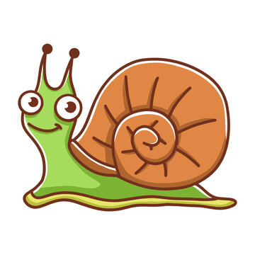 Snail Mascot Characater Cartoon. Cute Gastropod Animal Vector Illustration Icon Logo
