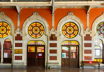 ISTANBUL, TURKEY - January 14, 2021: View of the interior of the central train station. Turkey,...