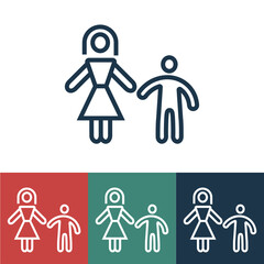 Line icon girl with child
