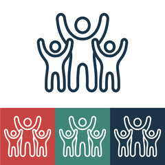 Line icon man with children