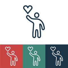 Linear vector icon with keep love