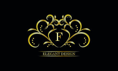 Luxurious monogram, design of an exquisite ornament with the letter F. Illustration of good as a logo of a fashion boutique, hotel brand, restaurant, business, cover.