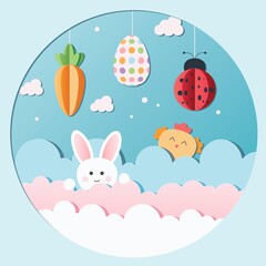 Easter celebration card in a cutpaper style