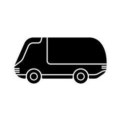 Truck icon. Unmanned electric vehicle. Black silhouette. Side view. Vector simple flat graphic illustration. The isolated object on a white background. Isolate.