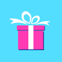 Birthday present over blue background, vector illustration. Valentines day and birthday gift box 