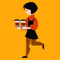 girl working coffee team business