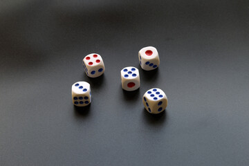 Dice on the black table